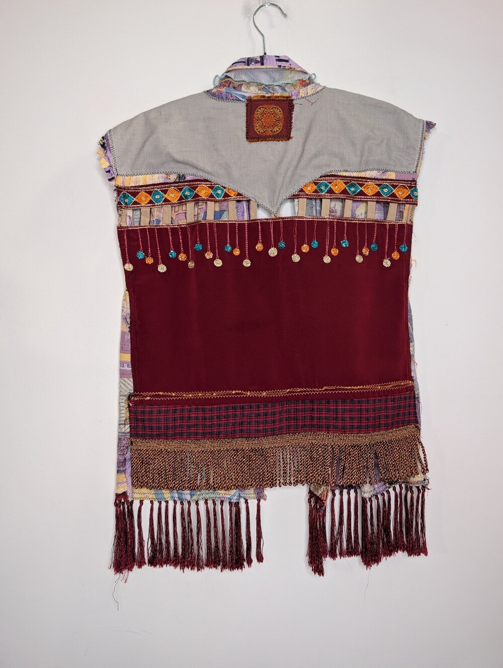 Handmade Boho Patchwork Fringe Vest Festival Artisan - Picture 4 of 4